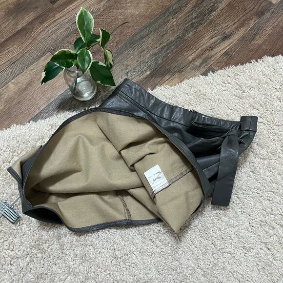 Seek The Label Size Small Gray Faux Leather Wrap Around Side Tie Mini Skirt - Picture 7 of 7